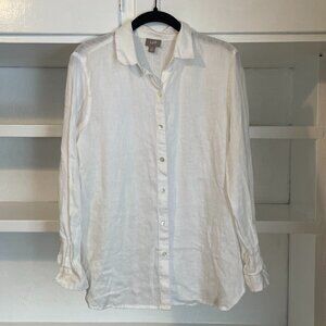 J.Jill White Linen Button-Up Shirt – Size XS